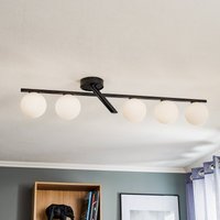 Lampa sufitowa Baleo, czarna/opalowa, 5-punktowa