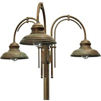 Moretti Luce Luca post lamp brass copper double arm 3-bulb