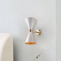 Maytoni vägglampa Vesper, vit/guld, 2 lampor, metall