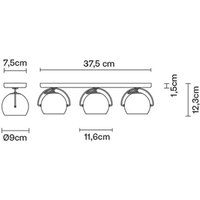 Fabbian Beluga White taklampa direkt 3 lampor