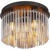 Globo Plafonnier Gorley, noir/gris fumé, Ø 32 cm métal/verre