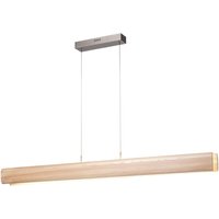 Brilliant LED hanging light Monterra, length 100 cm, light brown, wood