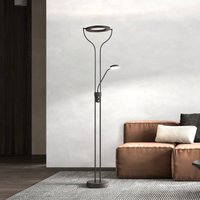 FISCHER & HONSEL LED-golvlampa Davos, svart, höjd 180 cm, 2 lampor, CCT