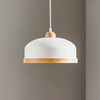 Eko-Light Studio hanging light with wood decor, 1-bulb, white