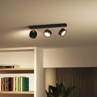 Philips Bracia LED downlight, 3-bulb, black