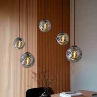 Lindby Hängeleuchte Valentina, Glas, rauchgrau, rund, 125cm