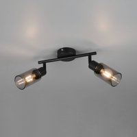 Reality Leuchten Mars spotlight, length 48 cm, matt black, 2-bulb, metal E14