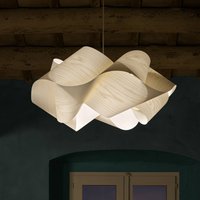 LZF LAMPS LZF hänglampa Swirl, elfenbens-/nickelfärgad, Ø 75 cm, trä