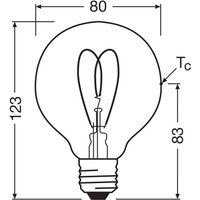 OSRAM LED Vintage G80 E27 4,9W 922 Heart Filament gold dimmable