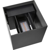 Nordlux LED utomhusvägglampa Milda kubi, antracit, upp/ner, aluminium