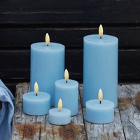 Sirius Bougie LED Sille, bleue, hauteur 10 cm, cire, fonctionnement à piles