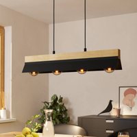 EGLO Tarrafo hanging light black, wood Natur, 4-bulb