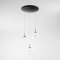 Fabas Luce Suspension LED Ariel, 3 lampes, ronde, gradateur, CCT