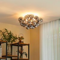 Lucande taklampa Diborah, rökgrå, glas, Ø 50 cm, G9