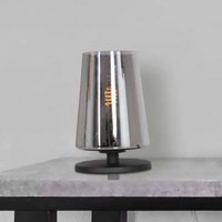 Bordlampe Ancilla, sort/røgfarvet, 26 cm, metal, glas, E27