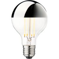 DESIGN BY US LED-toppförspeglad lampa Globe 80, silver, E27, 3,5 W, 2 700 K
