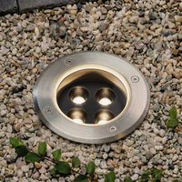 Arcchio Thentos LED recessed floor spotlight, Ø 12 cm, 40°, nickel, IP67