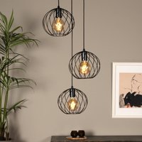 Lucide Suspension Danza, à 3 lampes, ronde, noire