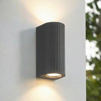 Lindby utomhusvägglampa Aluvo, antracit, 16 cm, IP65 Riffel