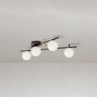 miloox by Sforzin Kika ceiling light, 4-bulb, black/white, metal, glass