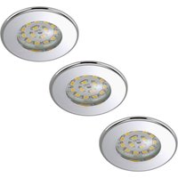 Briloner Set of 3 LED recessed lights Nikas IP44, chrome