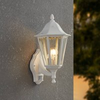 EGLO Navedo outdoor wall lamp, white, height 42 cm, metal, sensor
