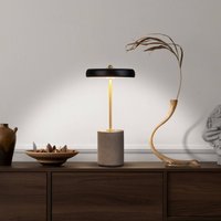 Näve LED-bordslampa Seta, batteri, cement, skärm svart