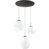Fabas Luce LED-pendellampa Deva, 3 lampor, Ø 50 cm, klar, CCT, dimbar