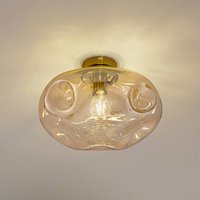 Lindby taklampa Lelia, bärnstensfärgad, glas, Ø 35 cm