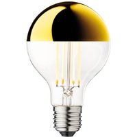DESIGN BY US Globe 80 half mirror LED bulb, gold, E27, 3.5 W, 2,700 K