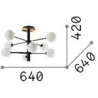Ideallux Ideal Lux Cosmopolitan ceiling lamp black metal glass 8flg.