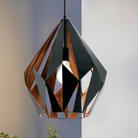 EGLO Carlton pendant light, black/copper, Ø 38.5 cm