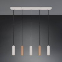 Trio Lighting Soka hanging light, brown/grey, length 85 cm, metal, 5-bulb.
