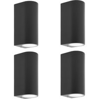 Prios utomhusvägglampa Tetje, svart, rund, 16 cm, set om 4