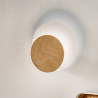 EMIBIG LIGHTING Vägglampa Circle i vitt, dekorplatta ljust trä