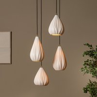 Hængelampe Cinzia, hvid/sort, Ø 55 cm, porcelæn, 4 lyskilder