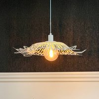 Dyberg Larsen Hänglampa Flora, pärlvit, Ø 60 cm, metall