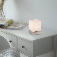 Paul Neuhaus lampe de table LED Dadoa, acier, verre, intensité variable