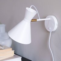 Dyberg Larsen vägglampa Cindy, vit, metall, bredd 20,5 cm