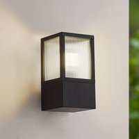 Lucande outdoor wall lamp Klemens, black metal, IP54, Riffle