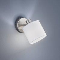 Reality Leuchten Spot mural Tommy, nickel/blanc, largeur 12 cm, métal/tissu