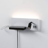 Paulmann LED-vägglampa Serra, vänster, USB-C, vit/svart