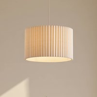 Lindby Libbie pendant light, Ø 45 cm, linen, cream-coloured