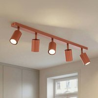 SIGMA Zoom ceiling spotlight, 5-bulb, red, steel, GU10