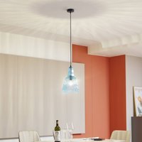 Lindby pendant light Belarion, blue, 1-bulb, glass, Ø 23 cm