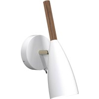Wandleuchte Pure in Weiß mit Holzelement