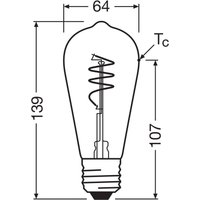 OSRAM LED Vintage ST64 E27 3,4W 927 Spirale filament clair
