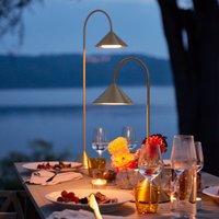 FRANDSEN LED rechargeable floor lamp Grasp, brass colour, height 72 cm