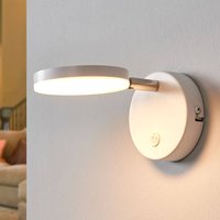 Lindby LED-vägglampa Milow, vit, 9,6 cm hög, strömbrytare