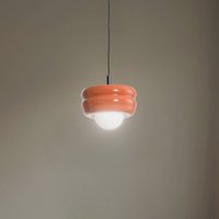 Argon Tina pendant light, terracotta/opal, glass, Ø 19 cm